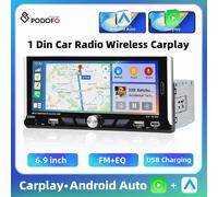 Podofo 6.9 ''1Din MP5 Player Wireless Carplay Android Auto Car Stereo FM/RDS Bluetooth USB TYPE-C Mirror Link 1 Din Car Audio mp5 radio