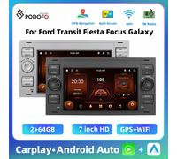 Podofo 7 ''2 + 64G autoradio per Ford Transit Fiesta Focus Galaxy Multimedia Player Carplay Android Auto navigazione GPS Car Audio 1 32G WE CAM