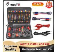 Podofo 70 pz Kit di puntali per multimetro Strumento di puntali per multimetro Strumento di test automobilistico con terminali piatti Linker per test auto 70pcs