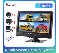 Podofo 9 "Car Monitor Quad Split Screen Night Vision registratore impermeabile parcheggio auto sistema di sorveglianza vista posteriore per camion Bus