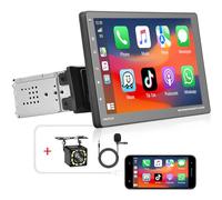 Podofo A-pple Carplay Autoradio Android Auto Radio, Schermo IPS Staccabile da 9 Pollici, Autoradio Stereo DIN Singolo con i-Phone e Android Mirror Link/Bluetooth/SWC/FM/AUX/EQ + Telecamera Posteriore
