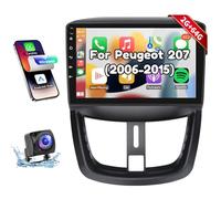 Podofo Carplay Autoradio per Peugeot 207 2006-2015,Android 2G+64G Hifi,9" Touchscreen Android Auto GPS Wifi Bluetooth FM RDS Radio USB Auto-Stereo-Player per Peugeot207 +Fotocamera