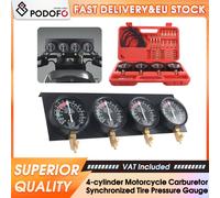 Podofo Kit di Strumenti per la Sincronizzazione del Carburatore con Vacuometro a 4 Cilindri, Tester di Vuoto per Motori Auto, per Diagnosi di Valvole Bloccate, Perdite nel Collettore, Misto Carburante