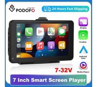 Podofo Lettore multimediale per autoradio wireless Carplay Android Auto per touch screen portatile universale da 7 pollici con AUX USB BT