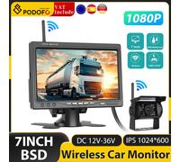 Podofo Monitor IPS HD da 7 "con sistema di telecamere CCD per retrovisione di parcheggio di Backup per visione notturna 1080P 12-24V per rimorchio per camion RV