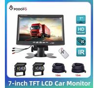 Podofo Monitor per retrovisione per auto 12V/24V telecamera per retromarcia per auto 4 Pin 7 Monitor LCD per camion Bus Van Kit per retrovisione Monitor di sicurezza Monitor + 10m cable