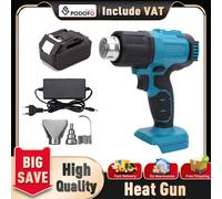 Podofo Riscaldatore a batteria da 18 V Pistola ad aria calda portatile Ricaricabile con 3 ugelli e controllo della temperatura (300 ° C- 550 ° C)