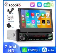 Podofo Schermo retrattile automatico/manuale 1Din 7 '' Lettore MP5 Wireless Carplay Android Auto DAB + Tipo-C Bluetooth EQ Car Stereo