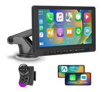 Podofo Senza fili Carplay Autoradio Android Auto, touchscreen HD da 7 pollici, display Carplay portatile con Bluetooth, Mirror Link, SWC, porta USB/TF, supporto a ventosa/accendisigari per veicoli