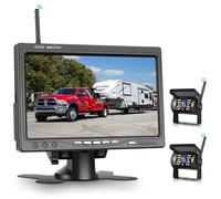 Podofo Senza Fili Telecamere Posteriori Kit per Auto, 2 Telecamera Retromarcia, 7 Pollici Schermo Monitor Senza Fili Impermeabile IP67 Visione Notturna Fotocamera Retrovisiva Kit 12-24V