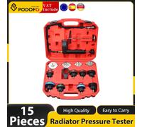 Podofo Set da 15 pezzi Tester universale di pressione del radiatore e tester di pressione del radiatore Cassetta degli attrezzi portatile