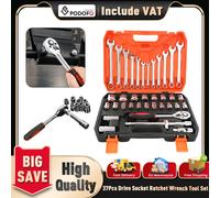 Podofo Set di cassette degli attrezzi per auto con chiave a cricchetto veloce 37 pezzi Socket Group Bit Kit di chiavi a bussola per riparazione auto Kit completo