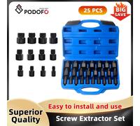 Podofo Set di estrattori per viti da 25 pezzi testa esagonale Set di estrattori per bulloni Multi-Spline Easy Out Set di estrattori per viti danneggiate 1/4 "9/32" 5/16"