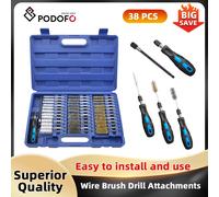 Podofo Set di spazzole metalliche per trapano accessori per trapano a spazzola metallica con gambo esagonale da 1/4 pollici 38 pezzi 8-19mm assortimento di spazzole da 5/16-3/4 pollici