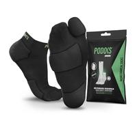 PODOKS H2 - Calzini biomeccanici per runners con cuscinetti protettivi, migliora il supporto, progettati da podologi (IT, Testo, S, Regular, Corto, Nero)