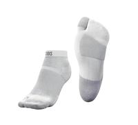 PODOKS H2 - Calzini biomeccanici per runners con cuscinetti protettivi, migliora il supporto, progettati da podologi (IT, Testo, M, Regular, Corto, Bianco)