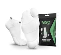 PODOKS H2 - Calzini biomeccanici per runners con cuscinetti protettivi, migliora il supporto, progettati da podologi (IT, Testo, L, Regular, Corto, Bianco)