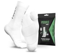 PODOKS H5 - Calze running compressione uomo e donna - Calzini biomeccanici con cuscinetti protettivi - Calzini fascite plantare - (IT, Testo, L, Regular, Tall, Bianco)