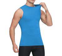 PODOLIXIA Canottiera sportiva da uomo, senza maniche, ad asciugatura rapida, elasticizzata, tinta unita, per allenamento, palestra, a compressione, baselayer, Blu, XXL