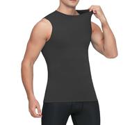 PODOLIXIA Canottiera sportiva da uomo, senza maniche, ad asciugatura rapida, elasticizzata, tinta unita, per allenamento, palestra, a compressione, baselayer, Nero , S