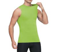 PODOLIXIA Canottiera sportiva da uomo, senza maniche, ad asciugatura rapida, elasticizzata, tinta unita, per allenamento, palestra, a compressione, baselayer, verde 01, S