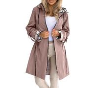 PODOLIXIA Cappotto da donna con cappuccio, trench per le mezze stagioni, da donna, per l'autunno, lungo, con cappuccio, con cappuccio, per attività all'aria aperta, casual, da donna, marrone, S