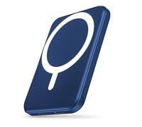 Podoru Powerbank con Mag-safe, 5000mAh Power Bank Magnetico 20W PD Ricarica Rapida Powerbank Wireless con Cavo Type-C/Lighting Caricatore Portatile per iPhone 16/15/14/13/12 Serie-Dark Blu
