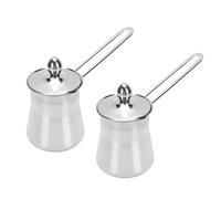 PODSJD Bollitore Caffè Turco in Acciaio Inox 450ml, Set 2 Pezzi - Versatile per Latte, Cioccolato e Salse, Manico Ergonomico Antiscottatura per Uso Casalingo
