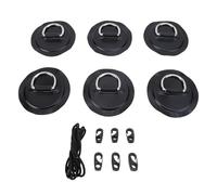 PODSJD D Ring Patch Kit in Acciaio Inox per Paddle Board e Kayak, 6 Pezzi con Cordoncino e Moschettoni - Ripara e Rinforza il Tuo Gommone con Fissaggio Sicuro e Resistente all’Acqua (Nera)