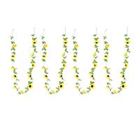 PODSJD Ghirlanda di Girasoli Artificiali 4 Pezzi, Decorazione da 2,4m con Fiori in Plastica e Filo Flessibile - Luminosi e Resistenti per Feste, Matrimoni e Arredo Casa