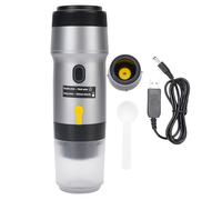 PODSJD Macchina Caffè Portatile Capsule in Acciaio Inox 304, Automatica Piccola 12V 75W - Ricco e Design Compatto, Perfetta per Viaggi, Auto e Campeggio (Argento)