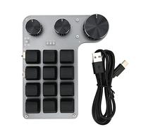 PODSJD Tastiera Meccanica Programmabile 12 Tasti Mini One Handed con 3 Manopole Regolabili USB Tipo C Bluetooth Dual Mode Plug Play per Gaming Ufficio Musica Controllo Industriale