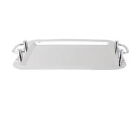 PODSJD Vassoio in Acciaio Inox con Manico, Piatto Rettangolare 47.5 cm - Portatile, Multifunzione, Elegante e Pratico per Ristorante e Buffet (Forma rettangolare con manico in argento, 47,5 cm)