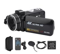 PODSJD Videocamera 4K Ultra HD - Risoluzione 4 volte superiore a 1080P con zoom 18x - Schermo touch screen 3 pollici a colori - Stabilizzazione intelligente anti - shake - Rilevamento vol