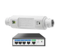 Poe Extender, ABS White 30W | Extender WiFi con protezione impermeabile IP66, rete esterna, lunga distanza, ripetitore Poe | Alimentazione del dispositivo esterno