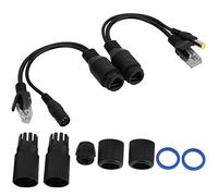 Poe Splitter 12V Power Over Ethernet Passive Poe Adapter Cable Splitter Injector Waterproof Black (Nero)