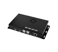 PoE UPS Mini-computer compatibile con Raspberry Pi Compute Module 4 Gigabit Ethernet Dual HDMI Quad USB2.0 con scatola con custodia in lega di alluminio e ventola
