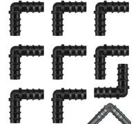 Poeland Connettore per tubo angolare 16 mm (1/2 pollici), in plastica nera Gardena, connettore per tubi a L, per irrigazione a goccia, accessori per sistema di irrigazione (9 pezzi)