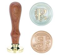Poemluve Timbro di Ceralacca Lettera A - Z 25mm Sigillo di Cera Retrò Testa in Ottone con Manico in Legno per Chiudere le Buste, biglietti inviti, Confezione Regalo, Abbellimento (Lettera P)
