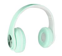 POENVFPO Auricolare Bluetooth Elegante Cuffia Wireless Pieghevole con Riduzione del Rumore per Giochi, Musica, PC, ABS, Pelle PU (GREEN)