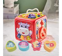 POENVFPO Baby Hexhedron Toy, Tamburo Manuale e Strumento di Apprendimento da Viaggio Sensoriale da 6 in 1 Stretter Senior con Musica e Luce per Bambini Piccoli