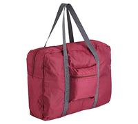 POENVFPO Borsone da Viaggio Pieghevole con Ampio Spazio per L'uso Quotidiano, Materiale in Nylon Impermeabile, Perfetto per il Viaggio o lo Stoccaggio (Vino rosso 16,34 X 6,69 X 0,39 pollici)