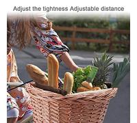 POENVFPO Cestino in Vimini Vintage, Cestino per Bicicletta a Forma di D Intrecciato a Mano, Cinghie in Pelle Regolabili, 36 Cm per Mountain Bike e Commissioni Quotidiane (Colore assortito)