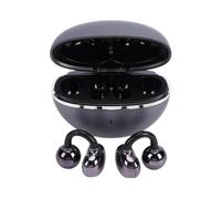 POENVFPO Cuffie Wireless con Orecchini Staccabili, Bluetooth a Clip (BLACK) | Comfort a Orecchio Aperto per Donna, Decorazione in , 30 Ore di Riproduzione con Custodia di Ricarica, Pronto per