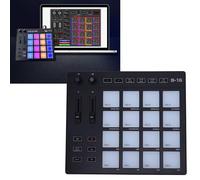 POENVFPO Drum Pad MIDI, Controller MIDI RGB da 16 Pad con 2 Faders Assegnabili Portatili per il Battito in Viaggio per FL Studio