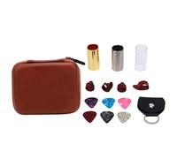 POENVFPO Il Kit di Accessori per Chitarra Include 3 Pezzi di Diapositive per Chitarra, 6 Pezzi e 4 Pezzi in Plastica e Scelte di Dito in Scatola di Archiviazione