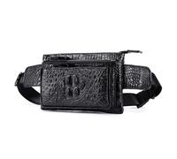 POENVFPO in Pelle, Elegante Design Vintage con Tracolla Regolabile per Uomo Donna, Tasche Multiple per Chiavi del Telefono, Carte, Occhiali da Sole, Dimensioni 23x14x4,5 Cm (BLACK)