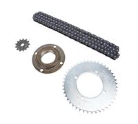 POENVFPO Kit Catena per Pignone Posteriore per Moto T8F con 120 Maglie, Pignone con Foro H 13T 10mm, Pignone a 4 Fori 44D e Ruota Libera Senza Denti