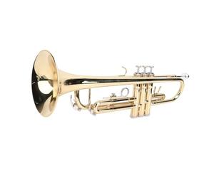 POENVFPO Kit Cornetta in Ottone Sib con Chiavi Dorate, Strumento Professionale per Studenti, Custodia per il Trasporto, Bocchino, Strumenti per la Pulizia, Spallacci,