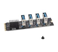 POENVFPO Map of Rise M.2 NVME a PCIe 1x Durevole con un Dissipatore in Alluminio in Alluminio ASM1184E, Ideale per Ethereum Mining, gli Utenti del 7/8/10/11